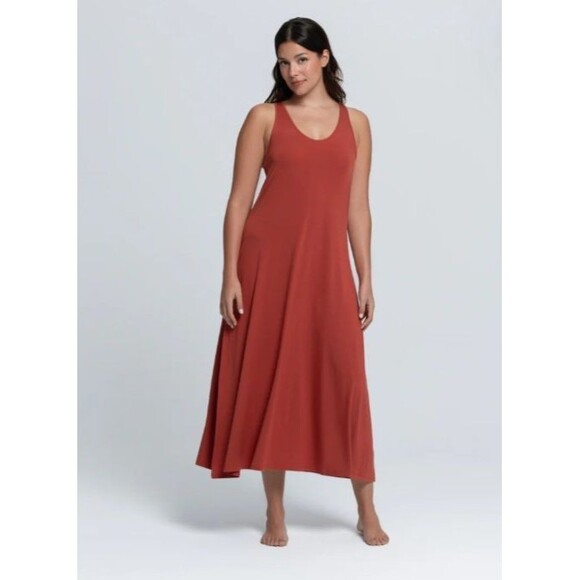 A Domani Flowy Racer Long Sleep Dress Nightgown 2 Med Mineral Cooling Modal - Picture 1 of 11